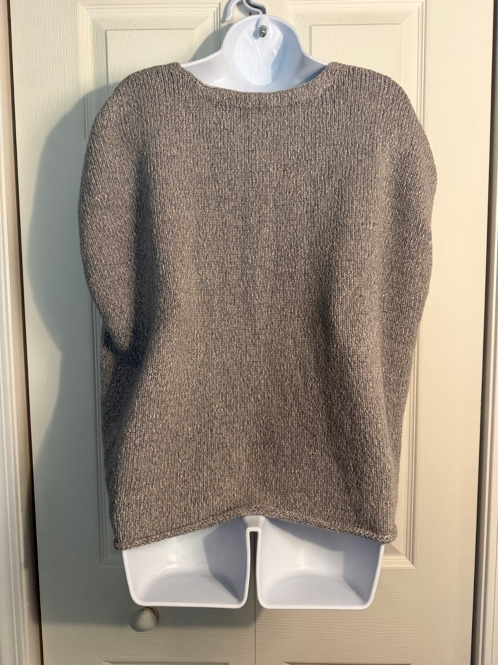 Eileen Fisher Baby Alpaca Peruvian Cotton Knit V-Neck Sweater Size Medium Gray - Picture 5 of 10
